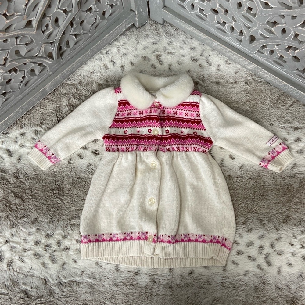 Small Wonders pink knit sweater dress baby girls 6-9 months holiday party winter